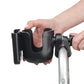 side view of how a cup holder being attached to a walker frame