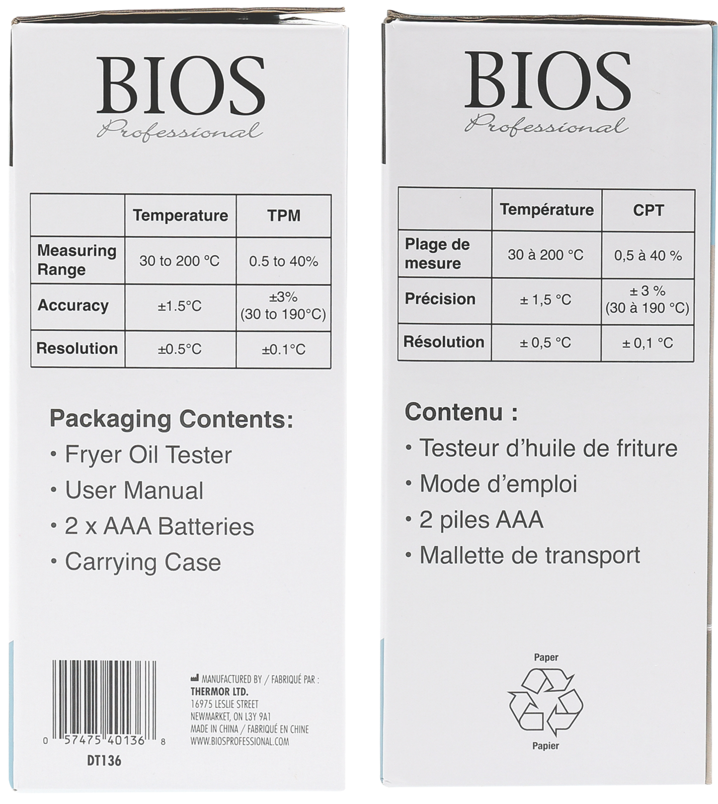 Testeur d’huile de friture de BIOS Professional