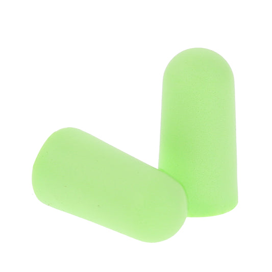 Green foam tapered foam ear plugs