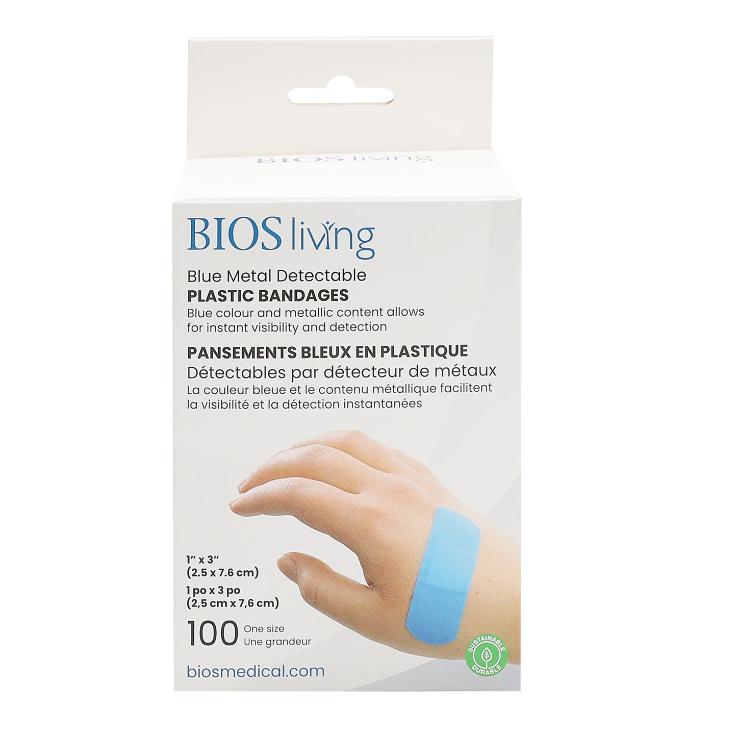Blue Metal Detectable Plastic Bandages Front Package Image