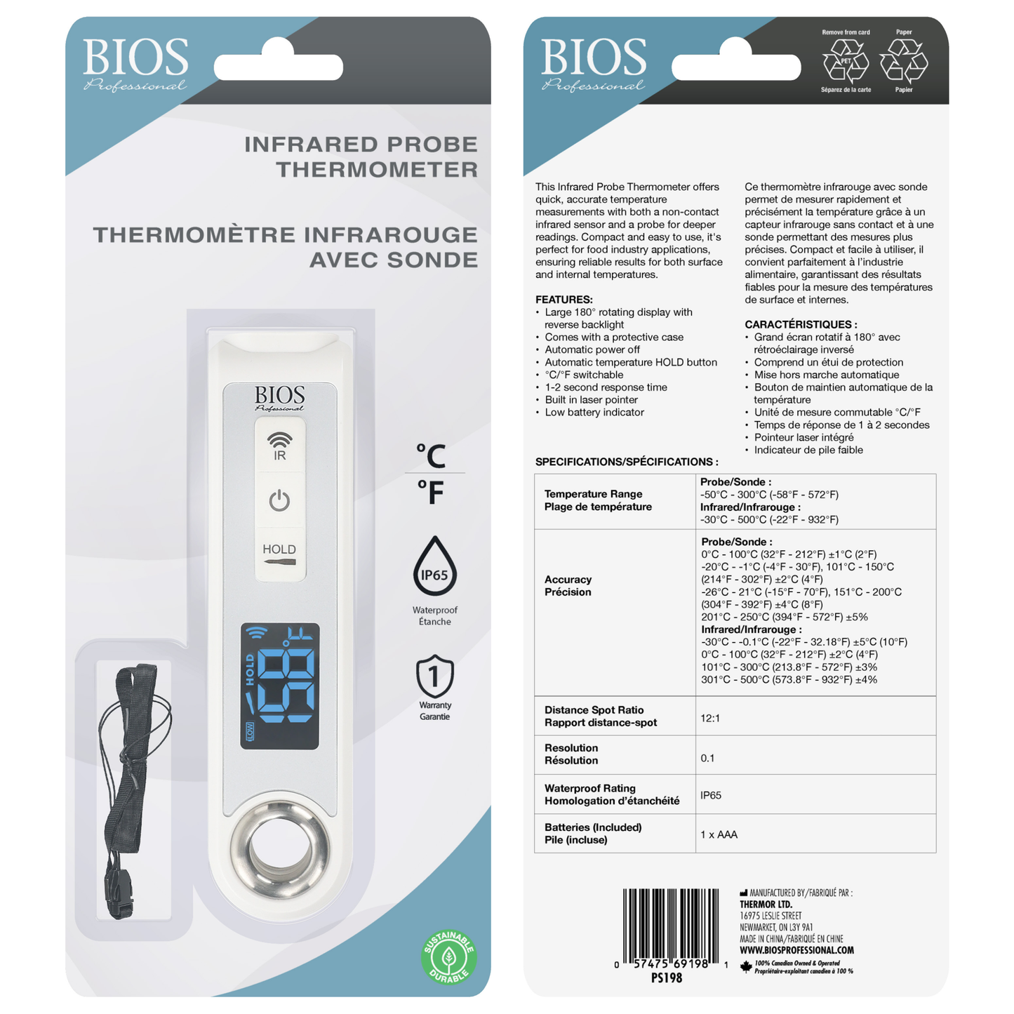 Thermomètre infrarouge avec sonde